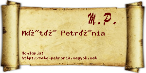 Máté Petrónia névjegykártya